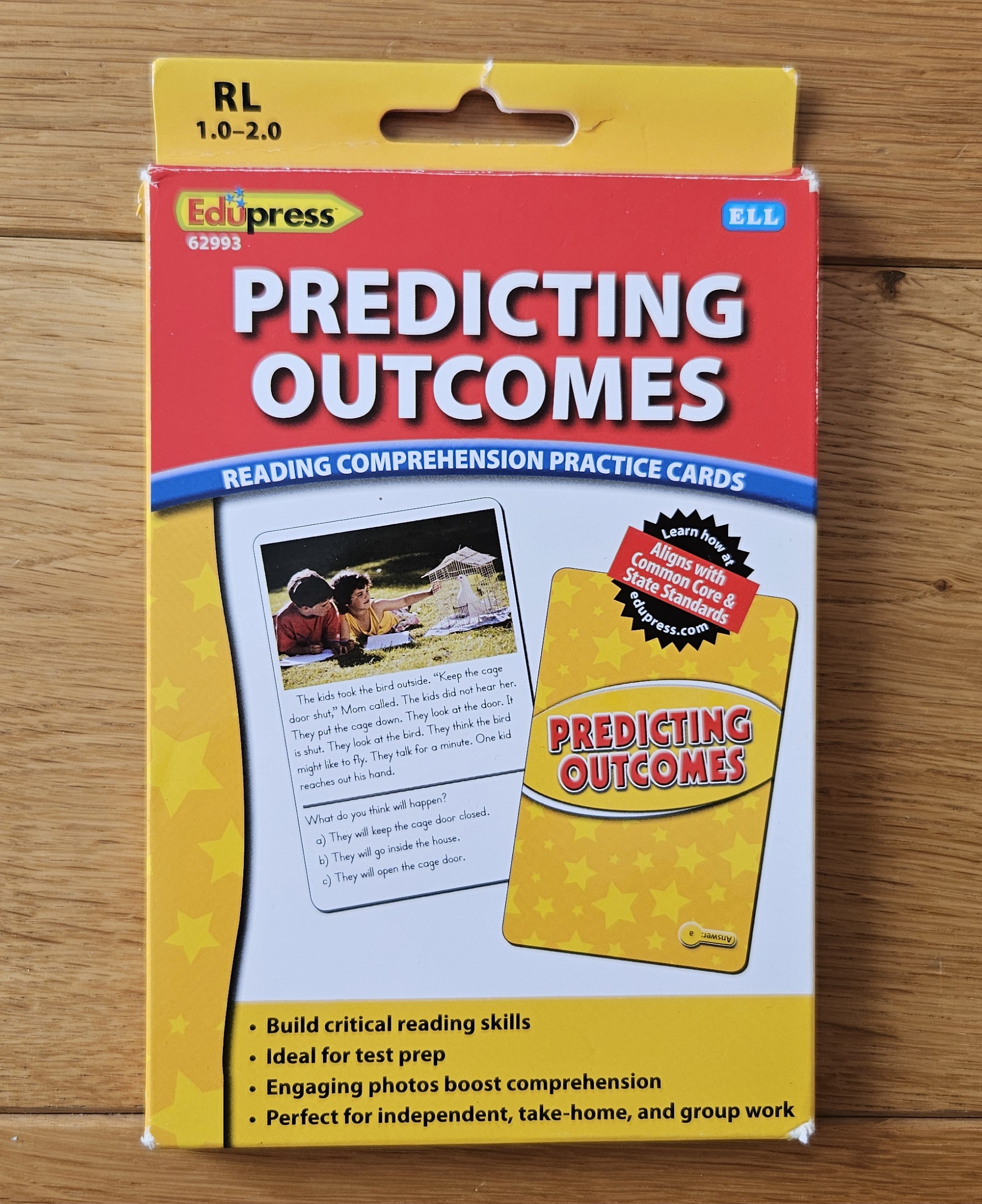 Predicting outcomes Reading comprehension practice cards